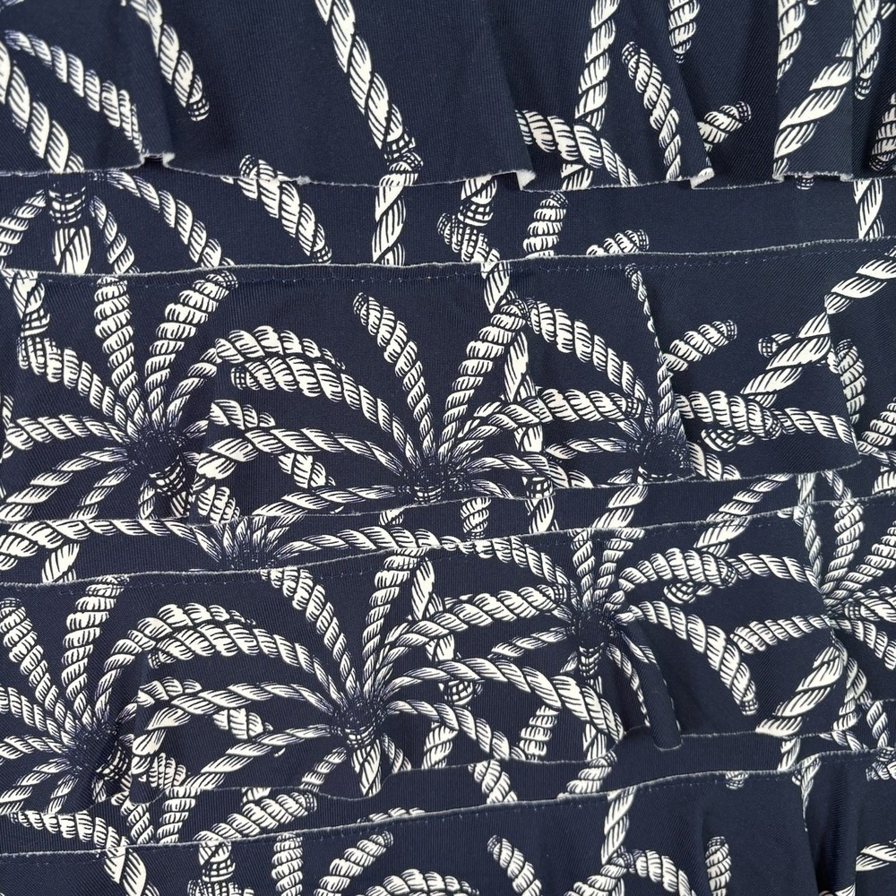 Lulu B Mini Shift Ruffle Hem Dress Sleeveless Stretch Navy Blue  Palm Print Sz S - Picture 6 of 7